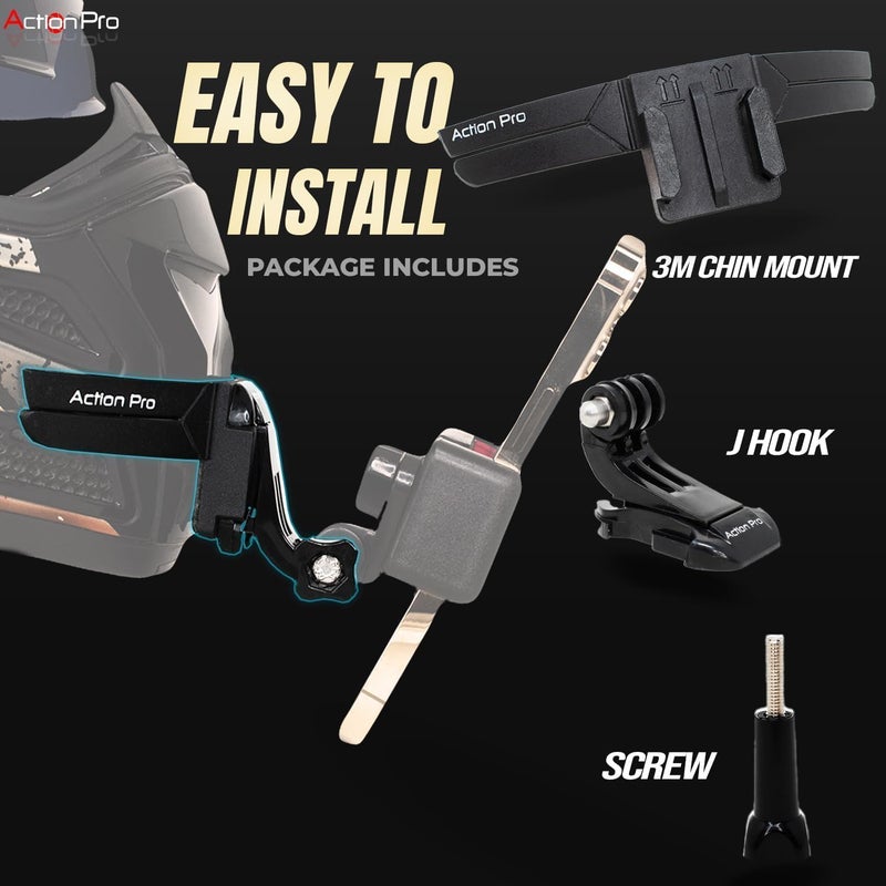 Action Pro 3M Slim Flexible Helmet Chin Mount Strap Compatible with GoPro Hero 13 12 11 10 9 8 7 6 5 4, SJCAM, DJI Osmo 5 4, Insta 360 x4 x3, SJCAM, Xiaomi, Yi Action Cameras (Black) - Image 4